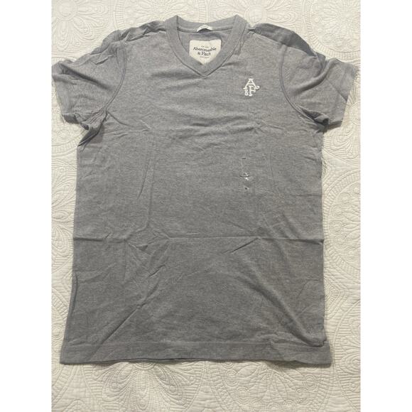 Abercrombie & Fitch Men’s Gray V-Neck Logo T-Shirt Muscle Fit Size XL - Picture 1 of 5